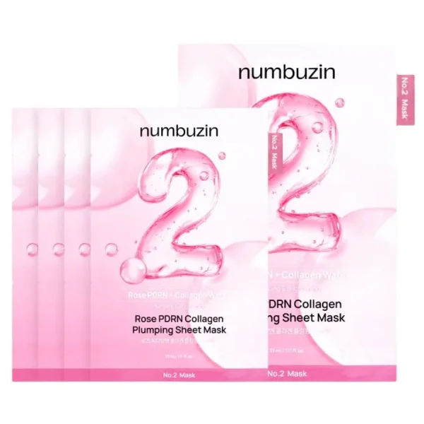 No.2 Rose PDRN Collagen Plumping maska, 5 ks